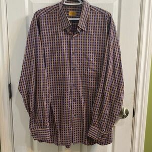 Robert Talbott Carmel 100% Cotton Burgundy Plaid Button Down Shirt Men’s Size XL